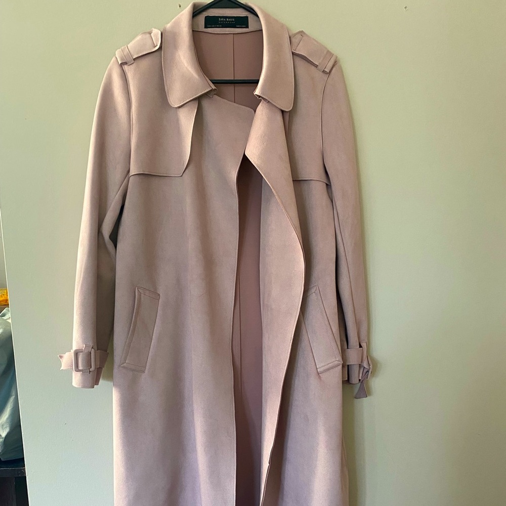 Light Pink Faux Suede Trenchcoat